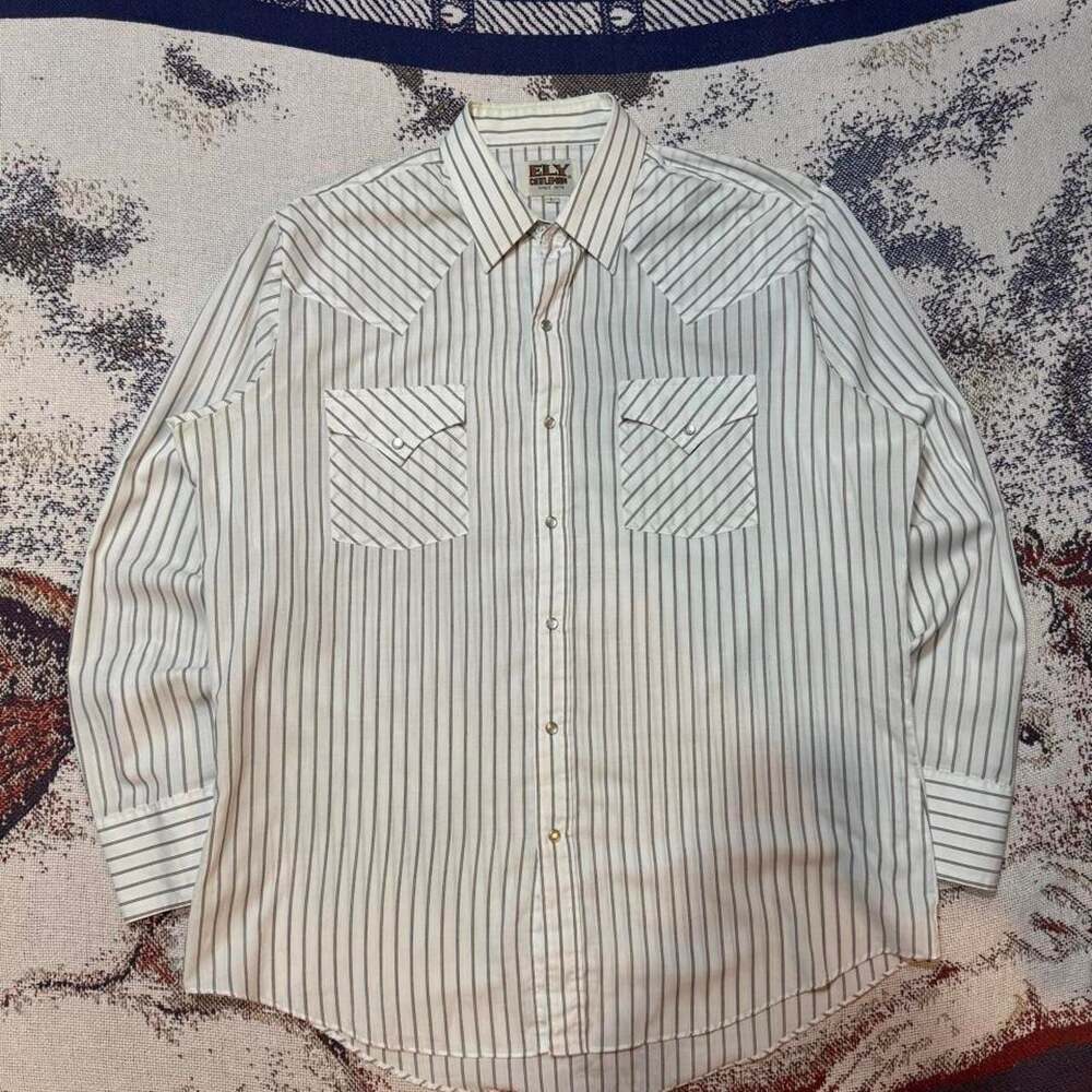 Vintage Ely Cattleman Striped Pearl Snap Western Shirt
